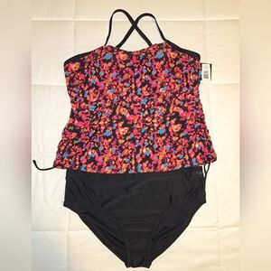 Roots Tankini and Bottom 2 Piece Swimsuit Size 16 NEW